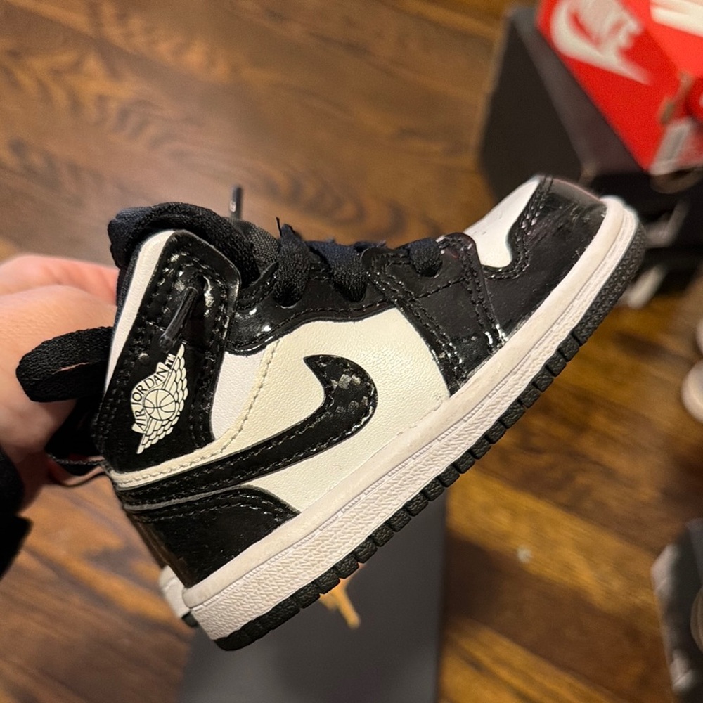 Toddler Black and White High-Top Sneakers